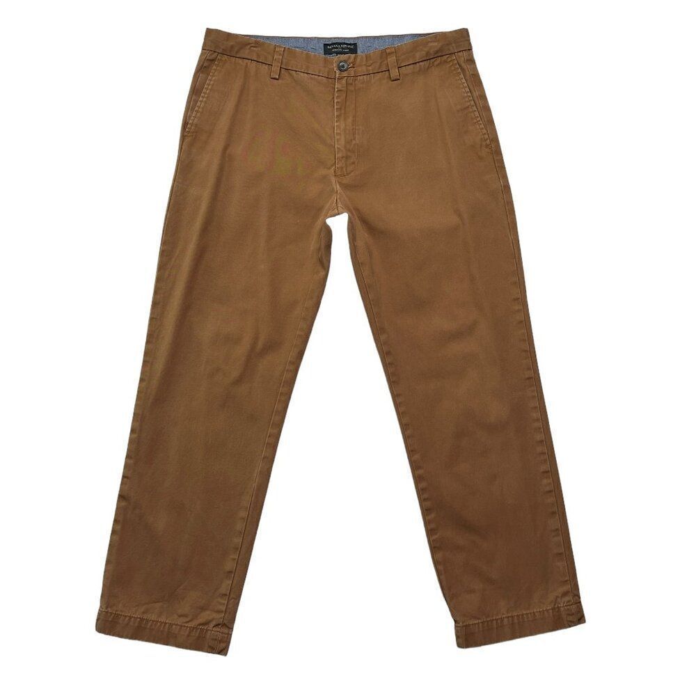 Banana Republic Emerson Pants Men's 35 Brown Straight Chino Cotton Khaki Casual